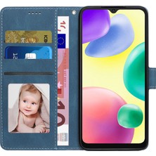 4U Sky Xiaomi Redmi Için 10A Damla Geçirmez Telefon Kapağı Stand Pu Deri Cüzdan Kılıfı Manyetik Şok Geçirmez Kapak Bilek Kayış Mavisi (Yurt Dışından)