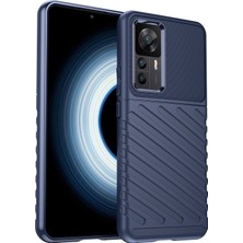 4U Sky Xiaomi 12T 5g/redmi K50 Ultra 5G/12T Pro 5g Thunder Serisi Dükmekli Doku Kalınlaştırılmış Tpu Telefon Kılıfı Koruma Önleme Karşıtı Koruyucu Kapak Mavisi (Yurt Dışından)