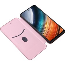 4U Sky Xiaomi Redmi K40S Için 5g/poco F4 5g Karbon Fiber Doku Kart Tutucu Pu Deri Deri Şok Geçirmez Kapak Stand-Rose Altın ile (Yurt Dışından)