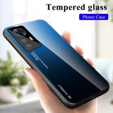 4U Sky Xiaomi 12T Pro 5g Gradyan Tasarım Temsilli Cam Telefon Kılıfı Sert Pc Geri Gradyan Yumuşak Tpu Tampon Anti-Çizelge Kapak Mavisi / Gül (Yurt Dışından)