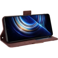 4U Sky Xiaomi Için Poco F4 5g/redmi K40S 5g Çoklu Kart Yuvaları Telefon Kılıfı Pu Deri Kapak Cüzdan Stand-Brown (Yurt Dışından)