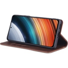 4U Sky Xiaomi Için Redmi K50 PRO/K50 Koruyucu Telefon Kılıfı Manyetik Kapanma Dokulu Pu Deri Stand Telefon Kapağı Cüzdan-Coffee ile (Yurt Dışından)