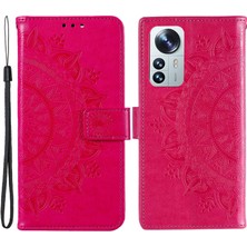 4U Sky Xiaomi Için 12 Lite Baskılı Mandala Çiçek Deri Kılıf Cüzdanı Telefon Stand Kapağı Bilek Kayış Rose (Yurt Dışından)