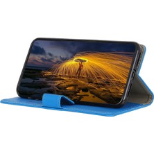 4U Sky Xiaomi Için Poco M4 5g / Poco M5 4g / 5g Doku Pu Pu Deri Deri Kılıf Stand Manyetik Kapatma Şok Geçirmez Tam Vücut Koruyucu Kapak Blue (Yurt Dışından)