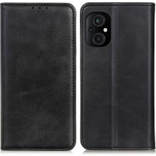 4U Sky Xiaomi Poco M5 Için 5g/4g Cowhide Doku Bölünmüş Deri Telefon Kılıfı Manyetik Otomatik Kapanış Stand Standı Cüzdan Anti-Çizelge Kapak Black (Yurt Dışından)