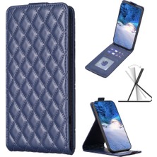 4U Sky Xiaomi Için BF30 12 Lite 5g Dikey Flip Kart Tutucu Telefon Kılıfı Rhombus Baskalı Deri Koruma Kapak Mavisi (Yurt Dışından)