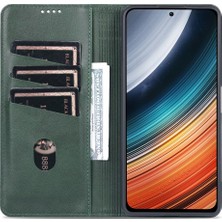 4U Sky Xiaomi Için Redmi K50 PRO/K50 Koruyucu Telefon Kılıfı Manyetik Kapatma Dokulu Pu Deri Stand Telefon Kapağı Cüzdan-Yeşili (Yurt Dışından)