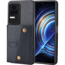 4U Sky Xiaomi Için Redmi K50/REDMI K50 Pro Shockproof Anti-Sracratch Pu Deri Kaplamalı Tpu Kılıf Kart Yuvaları Kickstand Telefon Kapağı Dahili Metal Sac Mavisi ile (Yurt Dışından)