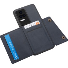 4U Sky Xiaomi Için Redmi K50/REDMI K50 Pro Shockproof Anti-Sracratch Pu Deri Kaplamalı Tpu Kılıf Kart Yuvaları Kickstand Telefon Kapağı Dahili Metal Sac Mavisi ile (Yurt Dışından)