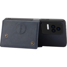 4U Sky Xiaomi Için Redmi K50/REDMI K50 Pro Shockproof Anti-Sracratch Pu Deri Kaplamalı Tpu Kılıf Kart Yuvaları Kickstand Telefon Kapağı Dahili Metal Sac Mavisi ile (Yurt Dışından)