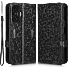 4U Sky Xiaomi Redmi K50 Gaming Için 5g/poco F4 Gt 5g Flip Folio Pu Deri Cüzdan Kılıf Dot Desen Basılı Stand Koruyucu Telefon Kapağı Strap-Black (Yurt Dışından)