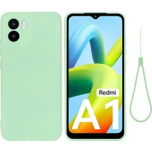 4U Sky Xiaomi Için Redmi A2 4g/a1 4g Yumuşak Sıvı Silikon Cep Telefon Kılıfı Mikrofiber Astar Anti-Çizelge Kapağı Kayış Yeşili (Yurt Dışından)