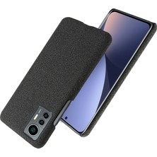 4U Sky Xiaomi Için 12 Lite 5g Slip Olmayan Telefon Kasası Düz ​​renkli Aşınmaya Dirençli Kumaş Kumaş Damla Geçirmez Telefon Kapağı-Siyah (Yurt Dışından)