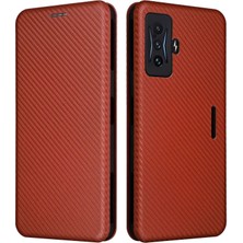 4U Sky Xiaomi Için Poco F4 Gt/redmı K50 Oyun Karbon Fiber Doku Manyetik Otomatik Kapanış Pu Deri Kılıf Kartı Yuvası Telefon Kabuğu Koruyucu-Orange (Yurt Dışından)