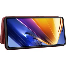 4U Sky Xiaomi Için Poco F4 Gt/redmı K50 Oyun Karbon Fiber Doku Manyetik Otomatik Kapanış Pu Deri Kılıf Kartı Yuvası Telefon Kabuğu Koruyucu-Orange (Yurt Dışından)