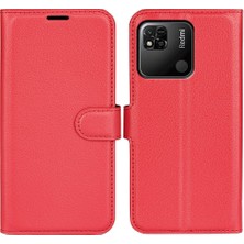 4U Sky Xiaomi Için Redmi 10A Litchi Doku Ayarlanabilir Stand Deri Kılıf Manyetik Toka Cüzdan Telefon Kapak-Kırmızı (Yurt Dışından)