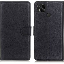 4U Sky Xiaomi Redmi 10A Için Cüzdan Tarzı Telefon Kılıfı, Katlanabilir Stand Litchi Doku Pu Deri Kabuk Black (Yurt Dışından)