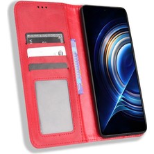 4U Sky Xiaomi Için Poco F4 5g/redmi K40S 5g Manyetik Otomatik Obsorlanmış Cüzdan Stand Deri Kılıf Mozaik Basılı Retro Koruyucu Kapak-Kırmızısı (Yurt Dışından)