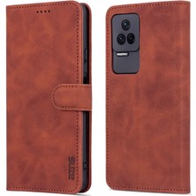 4U Sky Xiaomi Için Redmi K50/K50 Pro Pu Deri Deri Cüzdan Kılıf Katlanabilir Stand Telefon Tam Koruma Kapak Kahverengi (Yurt Dışından)