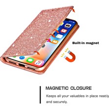 4U Sky Xiaomi 12T 5G/12T Pro 5g/redmi K50 Ultra 5g Kart Tutucu Tasarım Ince Stand Telefon Kapağı Glitter Pu Deri Cep Telefon Kılıfı Manyetik Oto Absorbed Kapanma Golü Altın (Yurt Dışından)