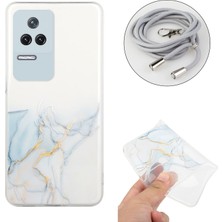 4U Sky Xiaomi Redmi K50/K50 Pro Marble Desen Için Kabartmalı Şok Geçirmez Tpu Telefon Kapağı Ayarlanabilir Kirkar-Grey (Yurt Dışından)