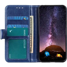 4U Sky Xiaomi Için Poco M4 5g / Poco M5 4g / 5g Manyetik Pu Deri Deri Folio Kılıf Çılgın At Dokusu Tpu Şok Geçirmez Iç Kabuk Stand Stand Cüzdan Telefon Kapak Mavisi (Yurt Dışından)