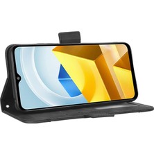 4U Sky Xiaomi Için Poco M5 4g Pu Çok Kart Yuvaları Katlanabilir Stand Cüzdan Telefon Kapağı Telefon Kılıfı Black (Yurt Dışından)