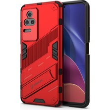 4U Sky Xiaomi Için Redmi K50 PRO/K50 Sabit Pc+Yumuşak Tpu Şok Geçirmez Cep Telefonu Kasası Kickstand Cover-Red (Yurt Dışından)