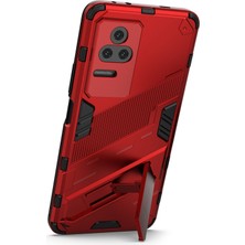 4U Sky Xiaomi Için Redmi K50 PRO/K50 Sabit Pc+Yumuşak Tpu Şok Geçirmez Cep Telefonu Kasası Kickstand Cover-Red (Yurt Dışından)