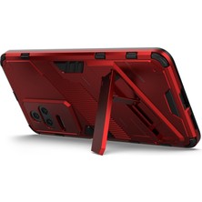 4U Sky Xiaomi Için Redmi K50 PRO/K50 Sabit Pc+Yumuşak Tpu Şok Geçirmez Cep Telefonu Kasası Kickstand Cover-Red (Yurt Dışından)