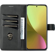 4U Sky Xiaomi Için 12 Lite 5g Pu Deri Folio Flip Telefon Kapağı Anti-Drop Koruma Standı Cüzdan Case-Black (Yurt Dışından)