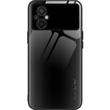 4U Sky Xiaomi Poco M5 Için 4g Temperli Cam+Tpu Karbon Fiber Doku Telefon Kılıfı Koruyucu Arka Kapak Black (Yurt Dışından)