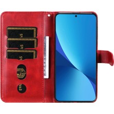 4U Sky Xiaomi Için 12 Lite 5g Cüzdan Telefon Kılıfı Pu Deri Fermuar Cep Flip Stand Tasarım Anti-Çizelge Manyetik Kapatma Telefon Kapak-Kırmızı (Yurt Dışından)