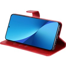 4U Sky Xiaomi Için 12 Lite 5g Cüzdan Telefon Kılıfı Pu Deri Fermuar Cep Flip Stand Tasarım Anti-Çizelge Manyetik Kapatma Telefon Kapak-Kırmızı (Yurt Dışından)