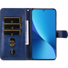 4U Sky Xiaomi Için 12 Lite 5g Cüzdan Telefon Kılıfı Pu Deri Fermuar Cep Flip Stand Tasarım Anti-Çizelge Manyetik Kapatma Telefon Kapak Mavisi (Yurt Dışından)