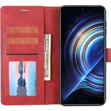 4U Sky Xiaomi Için Redmi K50 5G/K50 Pro 5g Ekleme Deri+Tpu Cep Telefon Kılıfı Stand Flip Manyetik Kabuk Cüzdan-Kırmızı (Yurt Dışından)