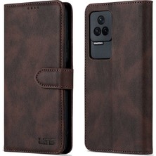 4U Sky Xiaomi Için Poco F4 5g/redmi K40S 5g Cüzdan Stili Pu Deri Deri Kılıf Anti-Fall Manyetik Kabuk Stand-Brown (Yurt Dışından)