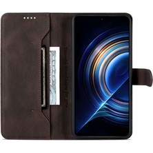 4U Sky Xiaomi Için Poco F4 5g/redmi K40S 5g Cüzdan Stili Pu Deri Deri Kılıf Anti-Fall Manyetik Kabuk Stand-Brown (Yurt Dışından)