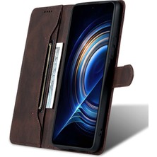 4U Sky Xiaomi Için Poco F4 5g/redmi K40S 5g Cüzdan Stili Pu Deri Deri Kılıf Anti-Fall Manyetik Kabuk Stand-Brown (Yurt Dışından)