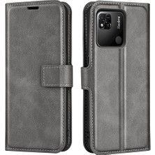 4U Sky Xiaomi Redmi 10A Için Dokulu Pu Deri Koruyucu Kapak, Square Manyetik Toka Cüzdanı Stand Telefon Case-Grey (Yurt Dışından)