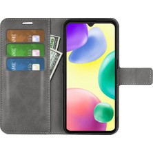 4U Sky Xiaomi Redmi 10A Için Dokulu Pu Deri Koruyucu Kapak, Square Manyetik Toka Cüzdanı Stand Telefon Case-Grey (Yurt Dışından)