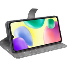 4U Sky Xiaomi Redmi 10A Için Dokulu Pu Deri Koruyucu Kapak, Square Manyetik Toka Cüzdanı Stand Telefon Case-Grey (Yurt Dışından)