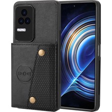 4U Sky Xiaomi Için Redmi K50/REDMI K50 Pro Shockproof Anti-Cratch Pu Deri Kaplamalı Tpu Kılıf Kart Yuvaları Dahili Metal Sac-Black ile Kickstand Telefon Kapağı (Yurt Dışından)