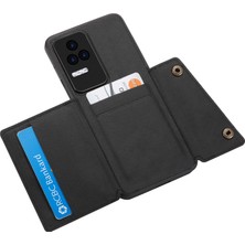 4U Sky Xiaomi Için Redmi K50/REDMI K50 Pro Shockproof Anti-Cratch Pu Deri Kaplamalı Tpu Kılıf Kart Yuvaları Dahili Metal Sac-Black ile Kickstand Telefon Kapağı (Yurt Dışından)