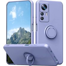 4U Sky Xiaomi 12T Pro 5g Halka Kickstand Telefon Kasası Sıvı Silikon Koruyucu Telefon Kapağı Lanyard-Light Mor ile (Yurt Dışından)