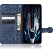 4U Sky Xiaomi Redmi K50 Gaming Için 5g/poco F4 Gt 5g Flip Folio Pu Deri Cüzdan Kılıf Dot Desen Basılı Stand Koruyucu Telefon Kapağı Strap-Dark Mavi (Yurt Dışından)