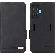 4U Sky Xiaomi Için Poco F4 Gt/redmı K50 Pu Pu Pu Deri Deri Yan Manyetik Kılıf Cüzdan Stand Donanım Tasarımı Telefon Kapak Black (Yurt Dışından)