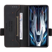 4U Sky Xiaomi Için Poco F4 Gt/redmı K50 Pu Pu Pu Deri Deri Yan Manyetik Kılıf Cüzdan Stand Donanım Tasarımı Telefon Kapak Black (Yurt Dışından)