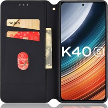 4U Sky Xiaomi Redmi K40S Için 5g/poco F4 5g Pu Deri Eşanjör Baskı Cep Telefonu Kılıfı Manyetik Adsorpsiyon Anti-Drop Telefon Stand Cüzdan Kapak Mavisi (Yurt Dışından)