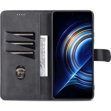 4U Sky Xiaomi Için Redmi K50/K50 Pro Pu Deri Deri Cüzdan Kılıf Katlanabilir Stand Telefon Tam Koruma Kapak Black (Yurt Dışından)